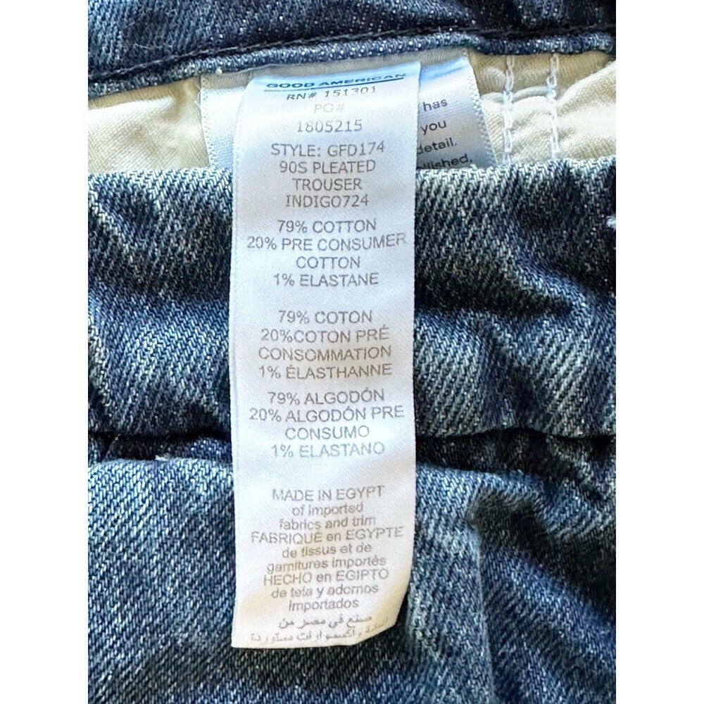 GOOD AMERICAN 90s Pleated Trouser 29 Blue Jeans Streetwear Academia Office Baggy - Picture 13 of 15